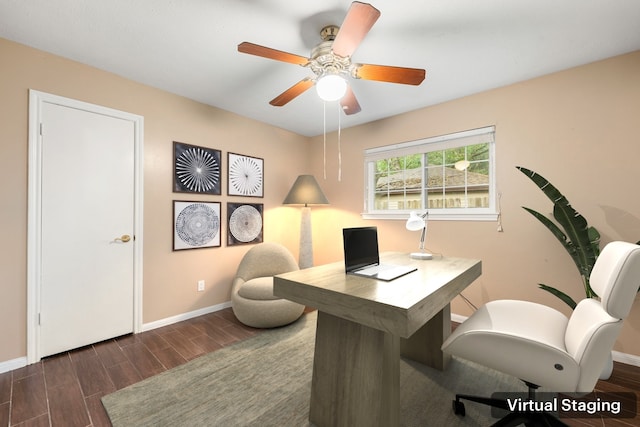 home office featuring ceiling fan