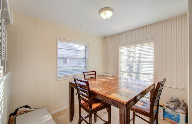 view of tiled dining area