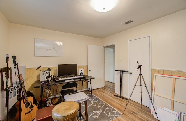 office space featuring light wood-type flooring