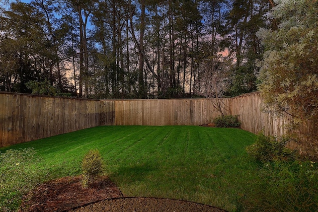 view of yard at dusk