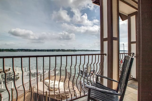 balcony with a water view