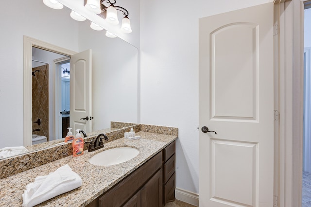 bathroom featuring vanity and shower / bathtub combination