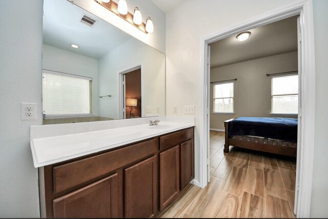 bathroom featuring wood-type flooring and vanity