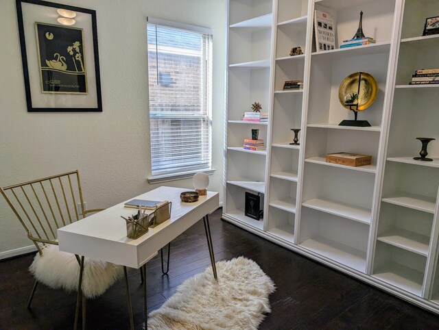 office area with dark hardwood / wood-style flooring