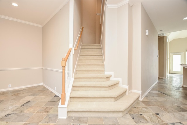 staircase with ornamental molding