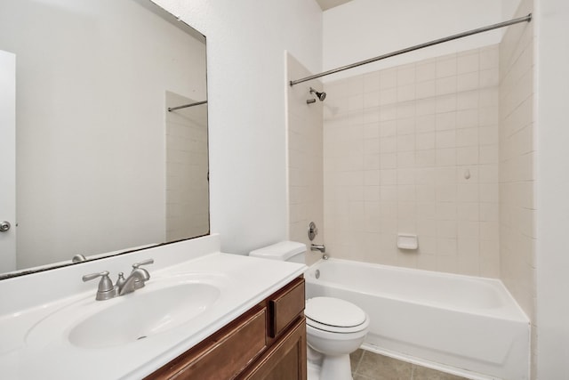 full bathroom with tile patterned floors, vanity, toilet, and shower / bath combination