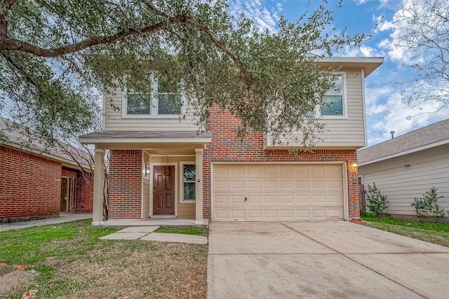 view of front of property with a garage