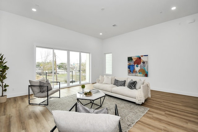 living room featuring light hardwood / wood-style flooring