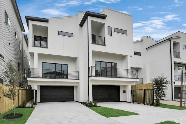 contemporary home with a garage