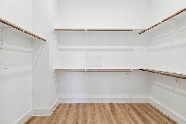 walk in closet featuring light hardwood / wood-style flooring