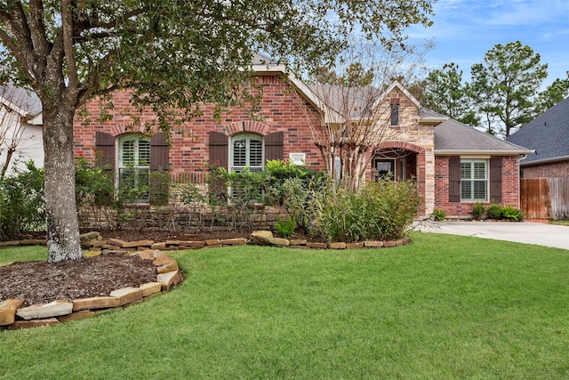 view of front of home with a front yard