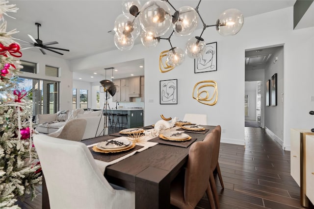 dining space featuring ceiling fan