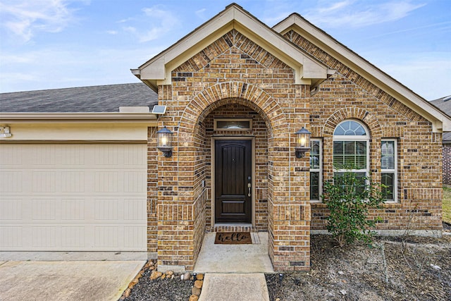 entrance to property with a garage