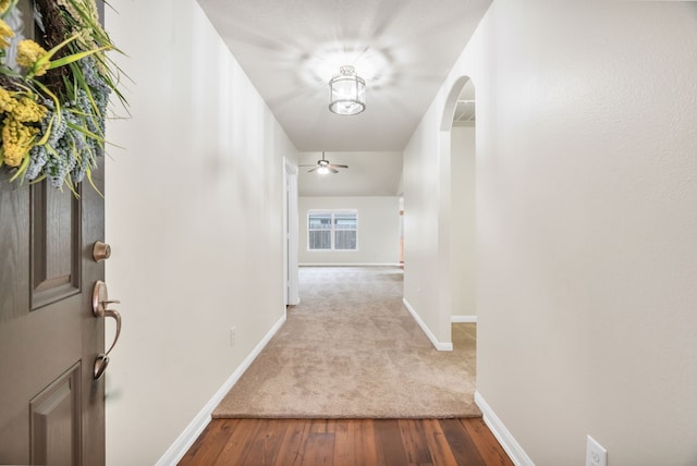 hallway with light wood-type flooring