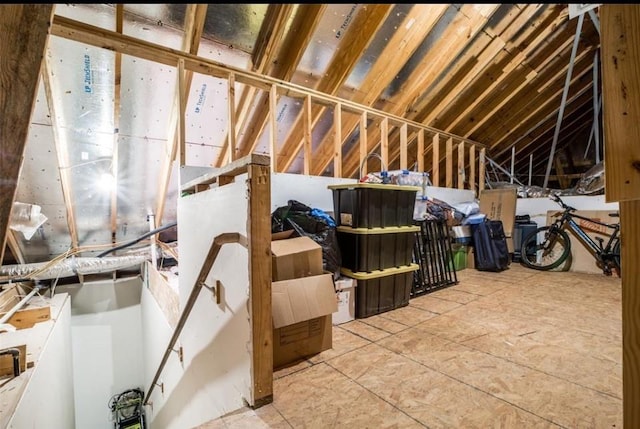 view of unfinished attic