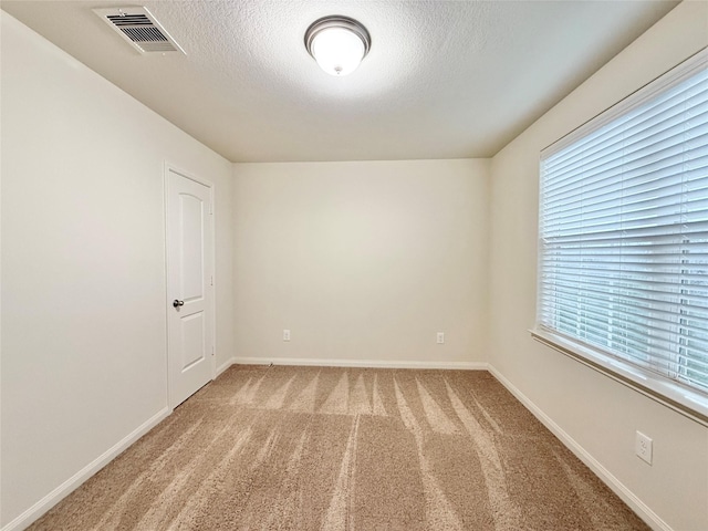 spare room with carpet flooring and a textured ceiling