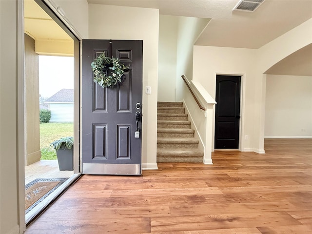 entrance foyer featuring light wood-type flooring