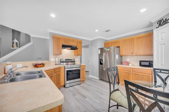 kitchen featuring crown molding, sink, and appliances with stainless steel finishes