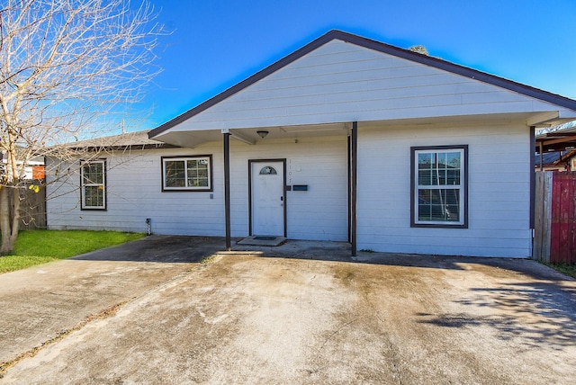 view of single story home