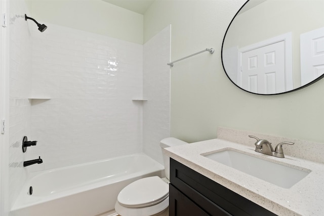 full bathroom with shower / washtub combination, vanity, and toilet