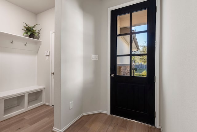 mudroom featuring light wood-type flooring