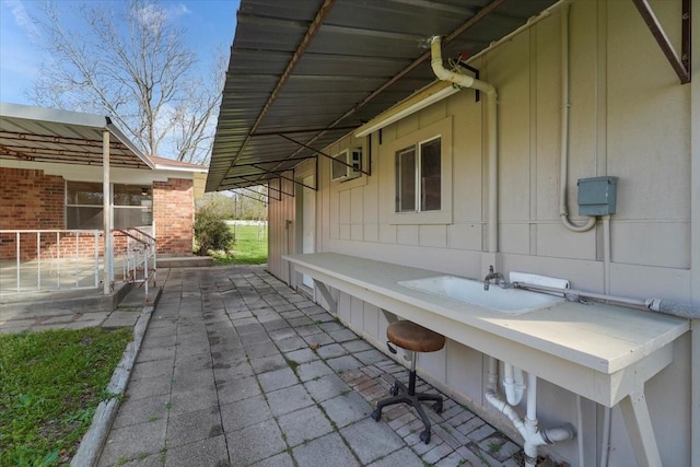 view of patio with sink