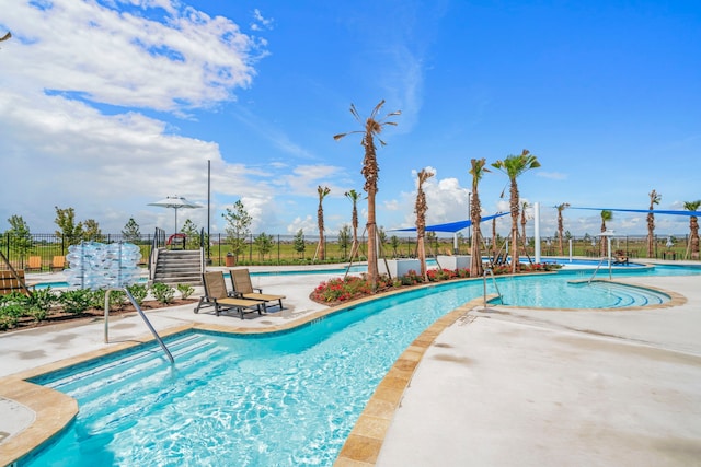 view of pool featuring a patio