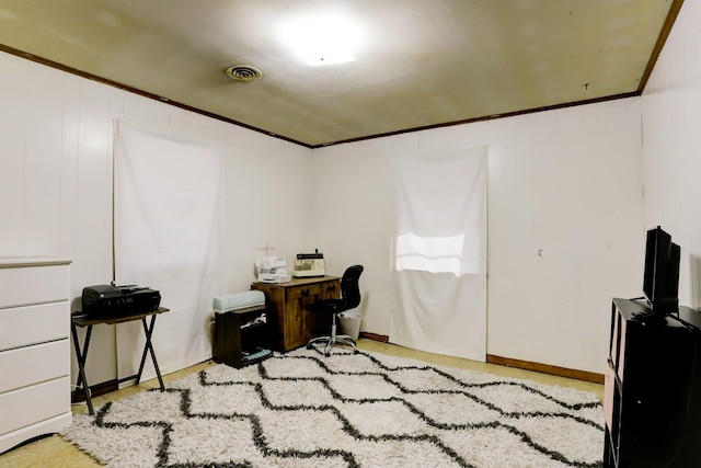 office space featuring ornamental molding