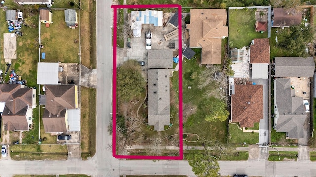 713 Firnat St, Houston, TX 77022 - aerial perspective of suburban area featuring property boundaries highlighted