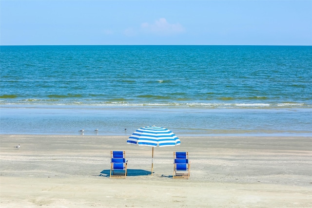 view of water feature featuring a beach view