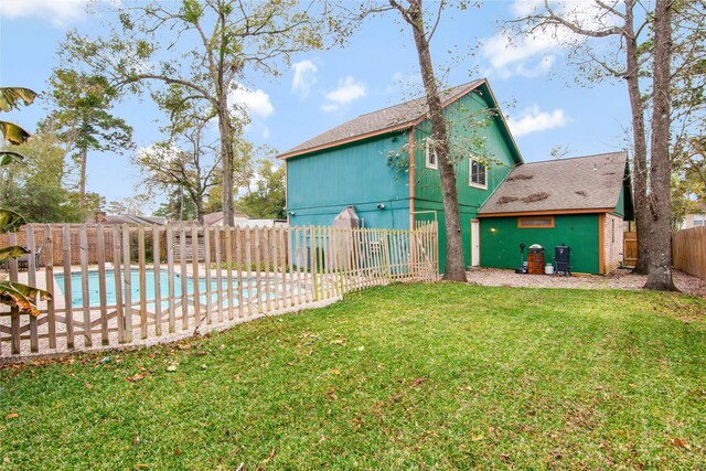 exterior space featuring a fenced in pool