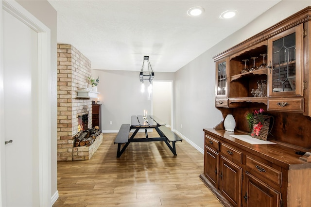 interior space with light hardwood / wood-style floors