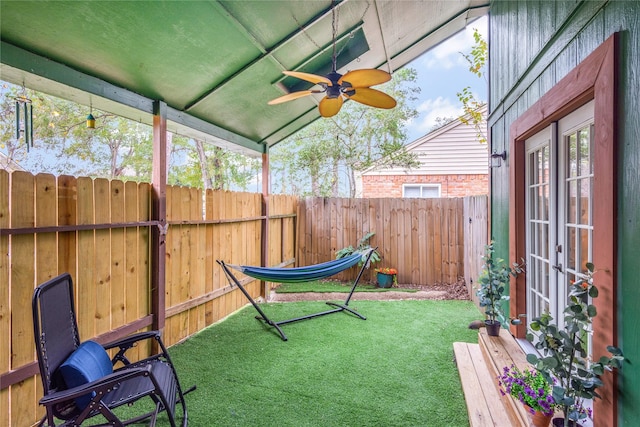 view of patio / terrace with ceiling fan