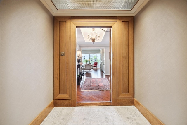 interior space featuring an inviting chandelier