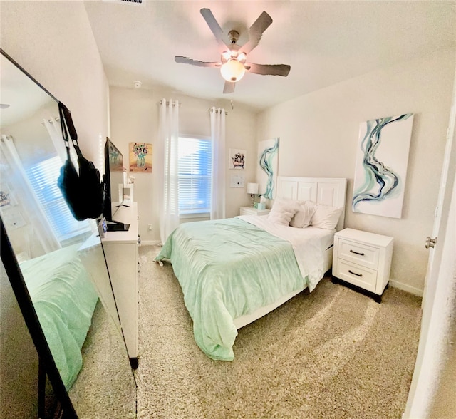 bedroom featuring ceiling fan