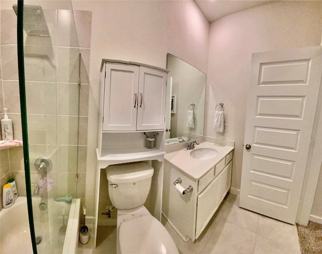 full bathroom featuring toilet, vanity, tiled shower / bath combo, and radiator