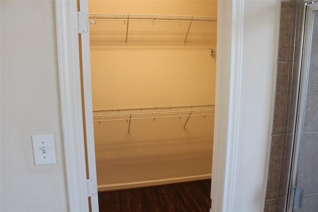 walk in closet featuring dark hardwood / wood-style floors