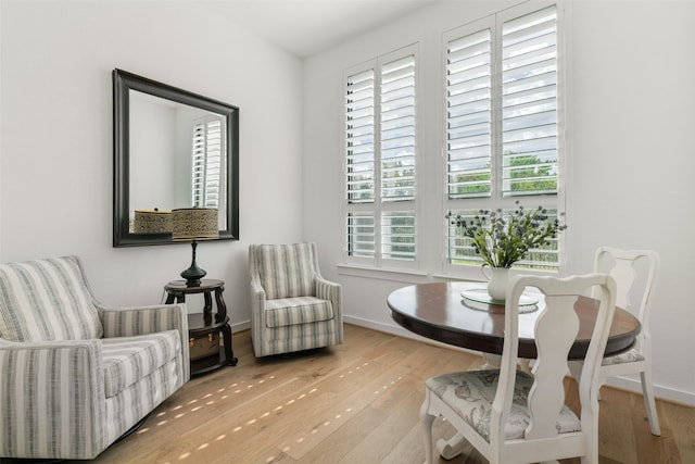 living area featuring light hardwood / wood-style flooring