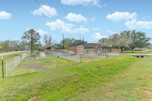 view of yard with an outbuilding