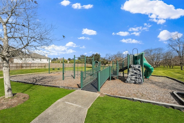 view of play area with a lawn