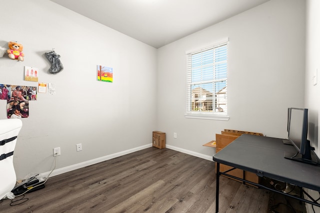 office space featuring dark hardwood / wood-style flooring