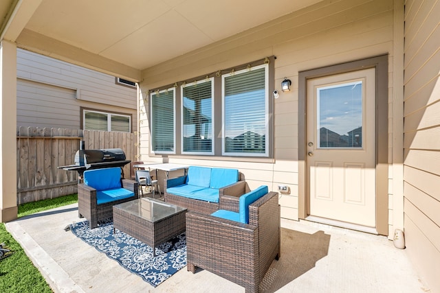 view of patio featuring outdoor lounge area and area for grilling