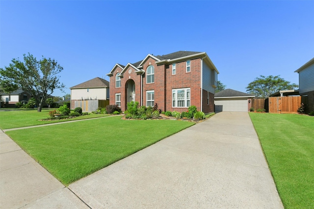 view of front facade featuring a front lawn