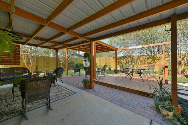 view of patio with a wooden deck