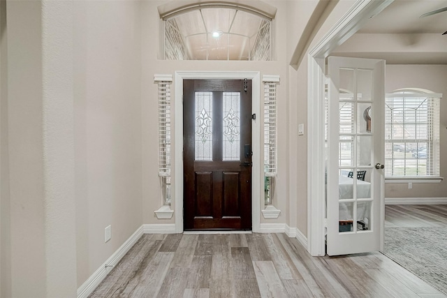 entrance foyer with light hardwood / wood-style flooring