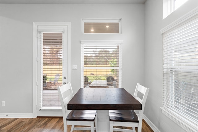 dining room with hardwood / wood-style flooring