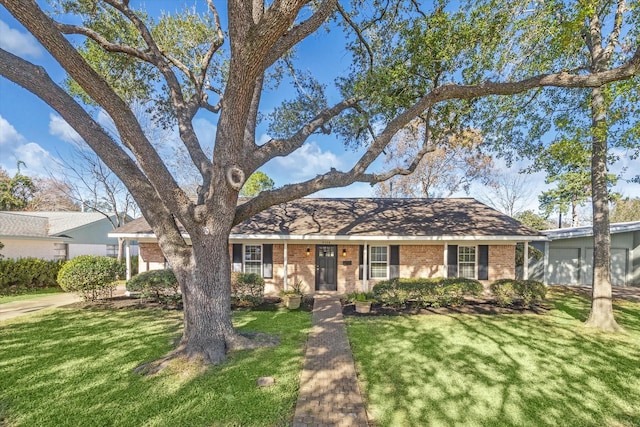 ranch-style house with a front lawn