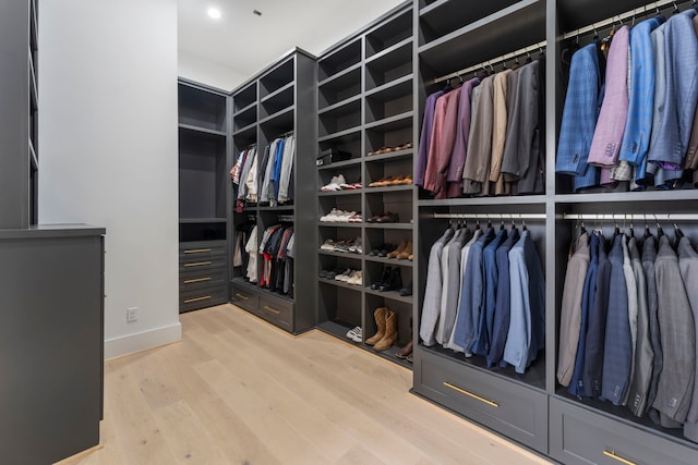 spacious closet with light wood-type flooring