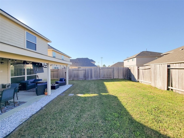 view of yard featuring a patio area and an outdoor hangout area