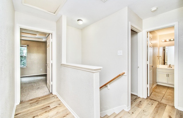 hall featuring light hardwood / wood-style flooring